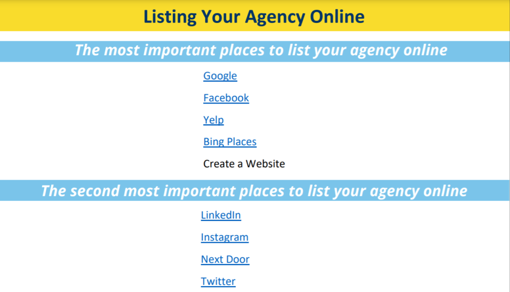 Where to List your Agency Online