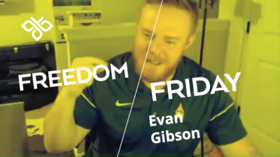 Video thumbnail with the words "Freedom Friday Evan Gibson".