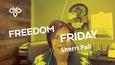 Video thumbnail with the words "Freedom Friday Sherri Pali".