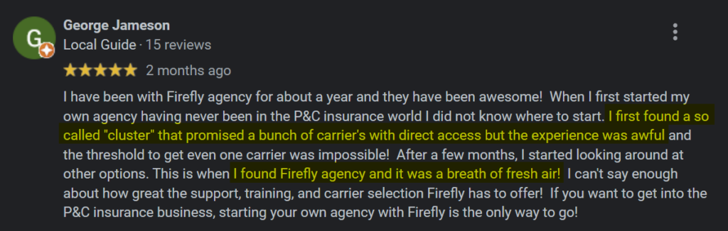 This agent got direct carrier appointments with Firefly when another aggregator couldn't do it.